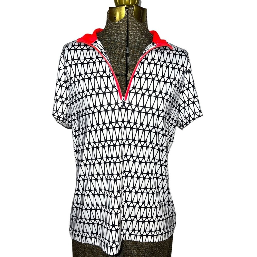 Tail White Label Womens Geometric Print Polo Shirt With Half-Zip Front - Picture 5 of 10